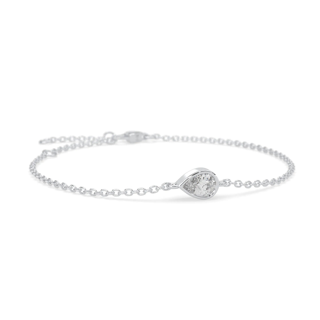 OctaPearl Pear Bezel Set Lab Grown Diamond Solitaire Bracelet