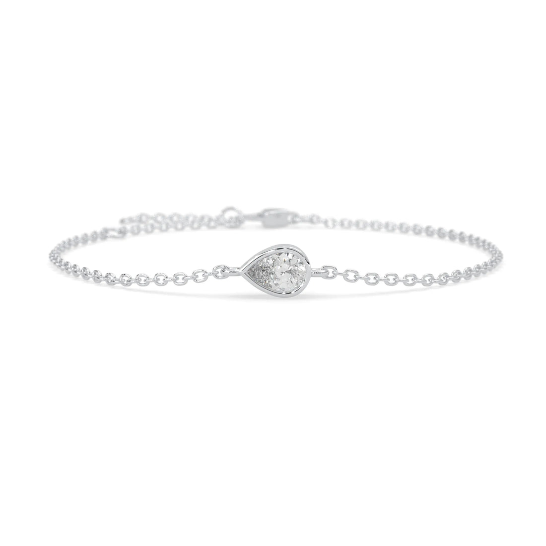 OctaPearl Pear Bezel Set Lab Grown Diamond Solitaire Bracelet
