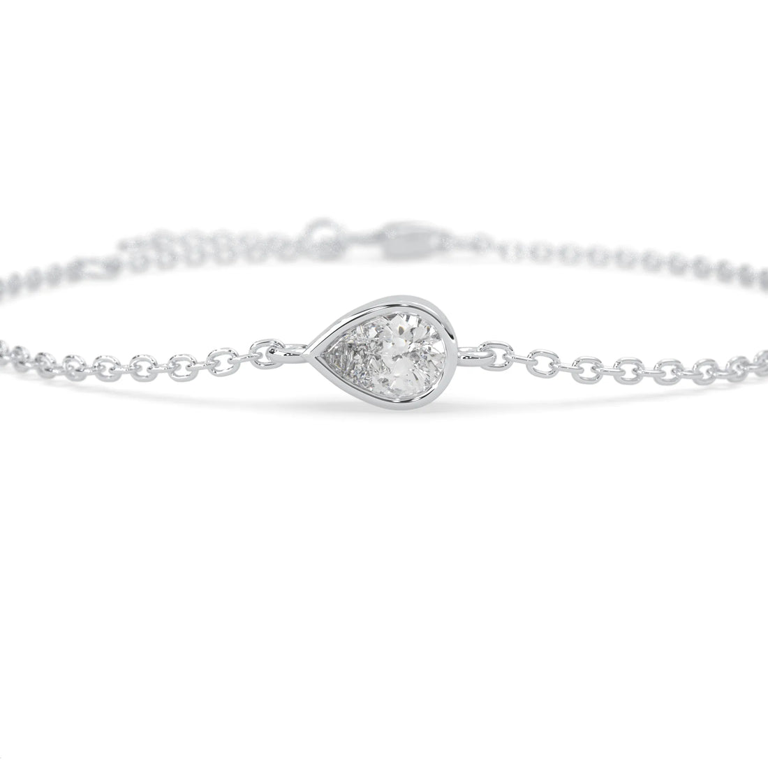 OctaPearl Pear Bezel Set Lab Grown Diamond Solitaire Bracelet