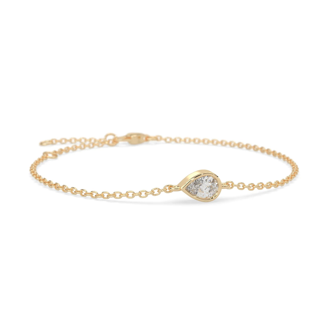 OctaPearl Pear Bezel Set Lab Grown Diamond Solitaire Bracelet