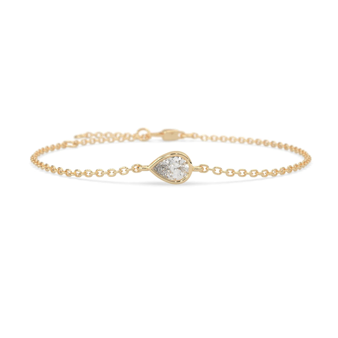 OctaPearl Pear Bezel Set Lab Grown Diamond Solitaire Bracelet