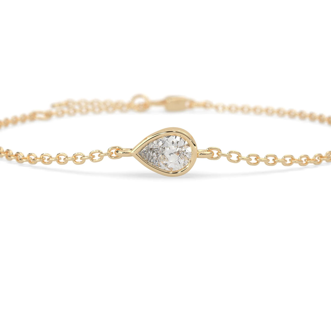 OctaPearl Pear Bezel Set Lab Grown Diamond Solitaire Bracelet