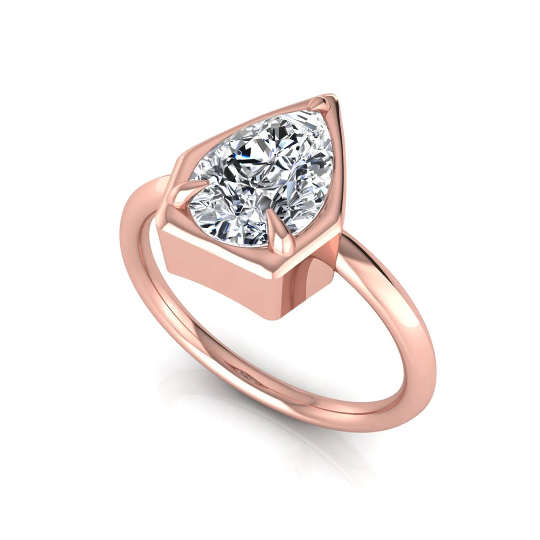 OctaPearl 2 ct Pear Bezel Prong Set Lab Grown Diamond Solitaire Engagement Ring
