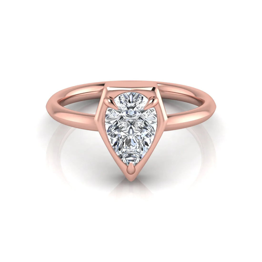 OctaPearl 2 ct Pear Bezel Prong Set Lab Grown Diamond Solitaire Engagement Ring