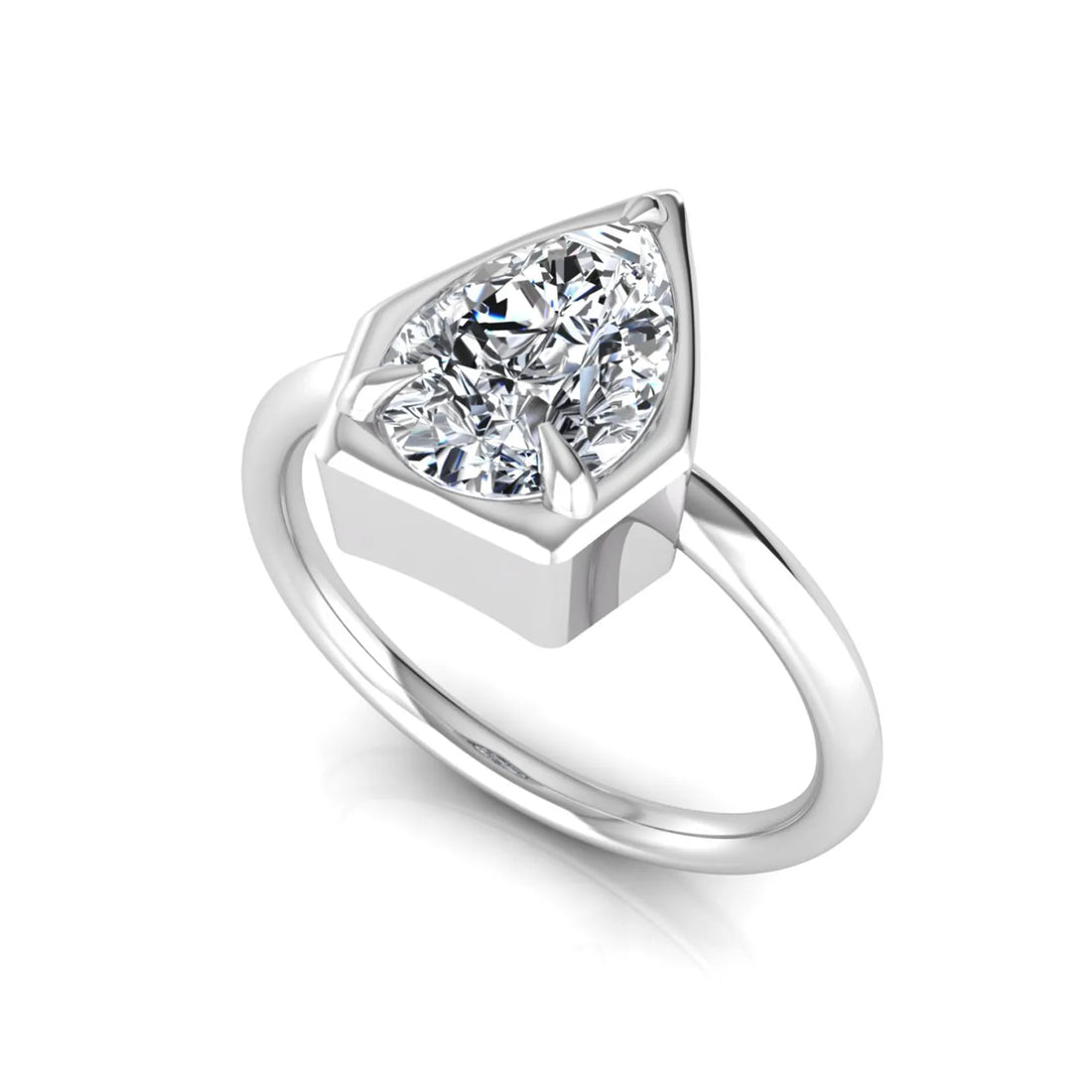 OctaPearl 2 ct Pear Bezel Prong Set Lab Grown Diamond Solitaire Engagement Ring