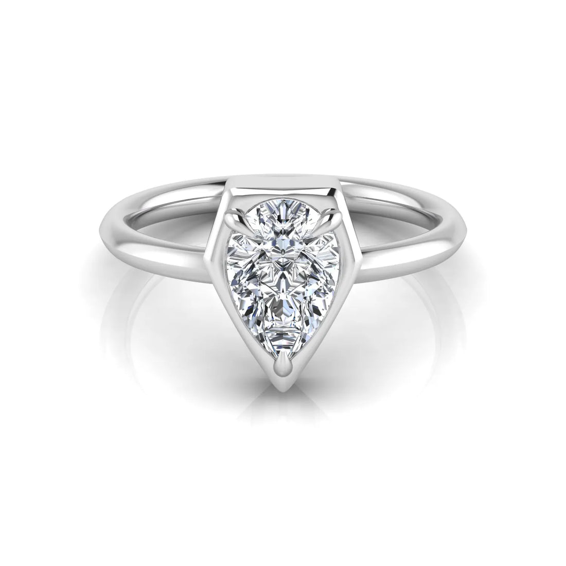 OctaPearl 2 ct Pear Bezel Prong Set Lab Grown Diamond Solitaire Engagement Ring