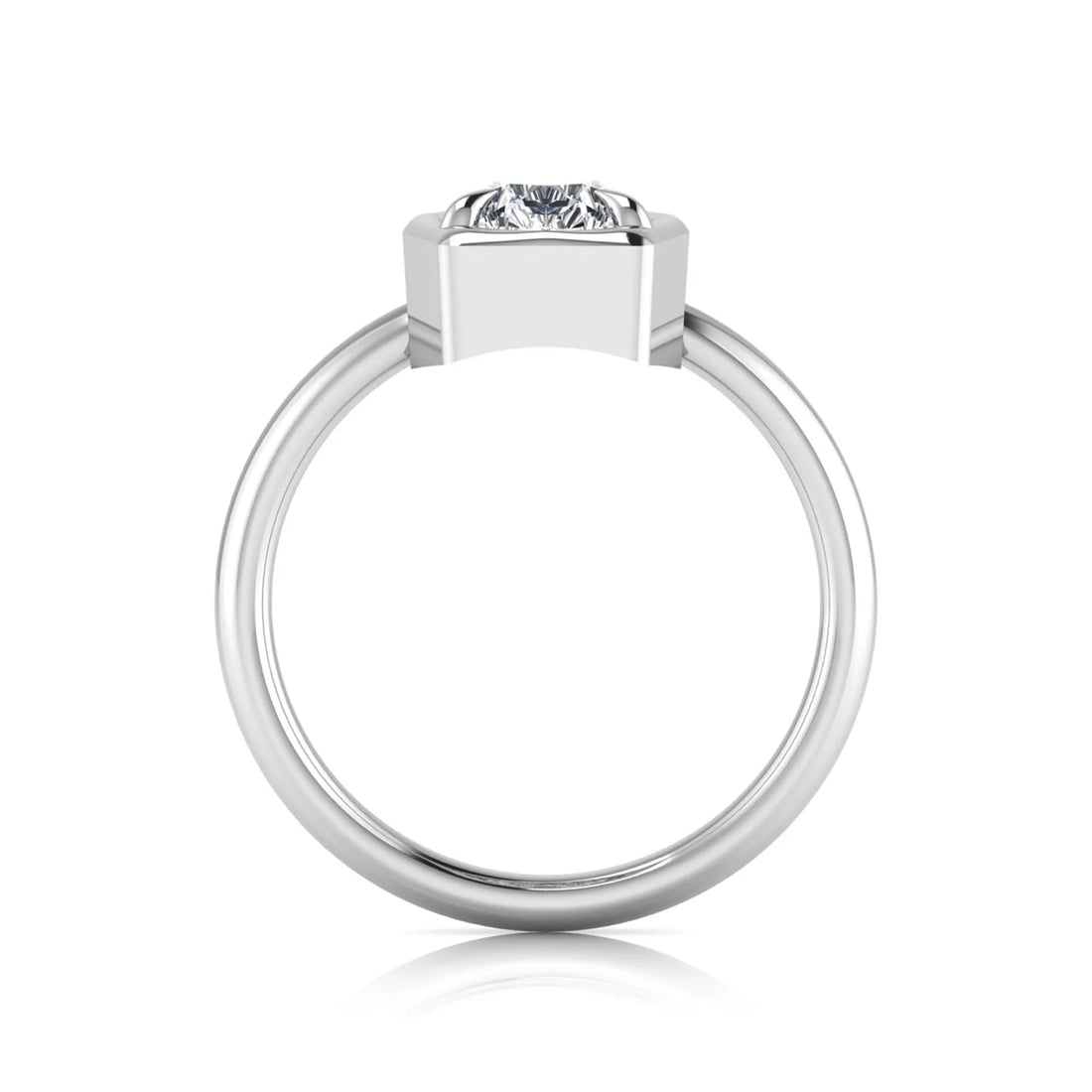 OctaPearl 2 ct Pear Bezel Prong Set Lab Grown Diamond Solitaire Engagement Ring