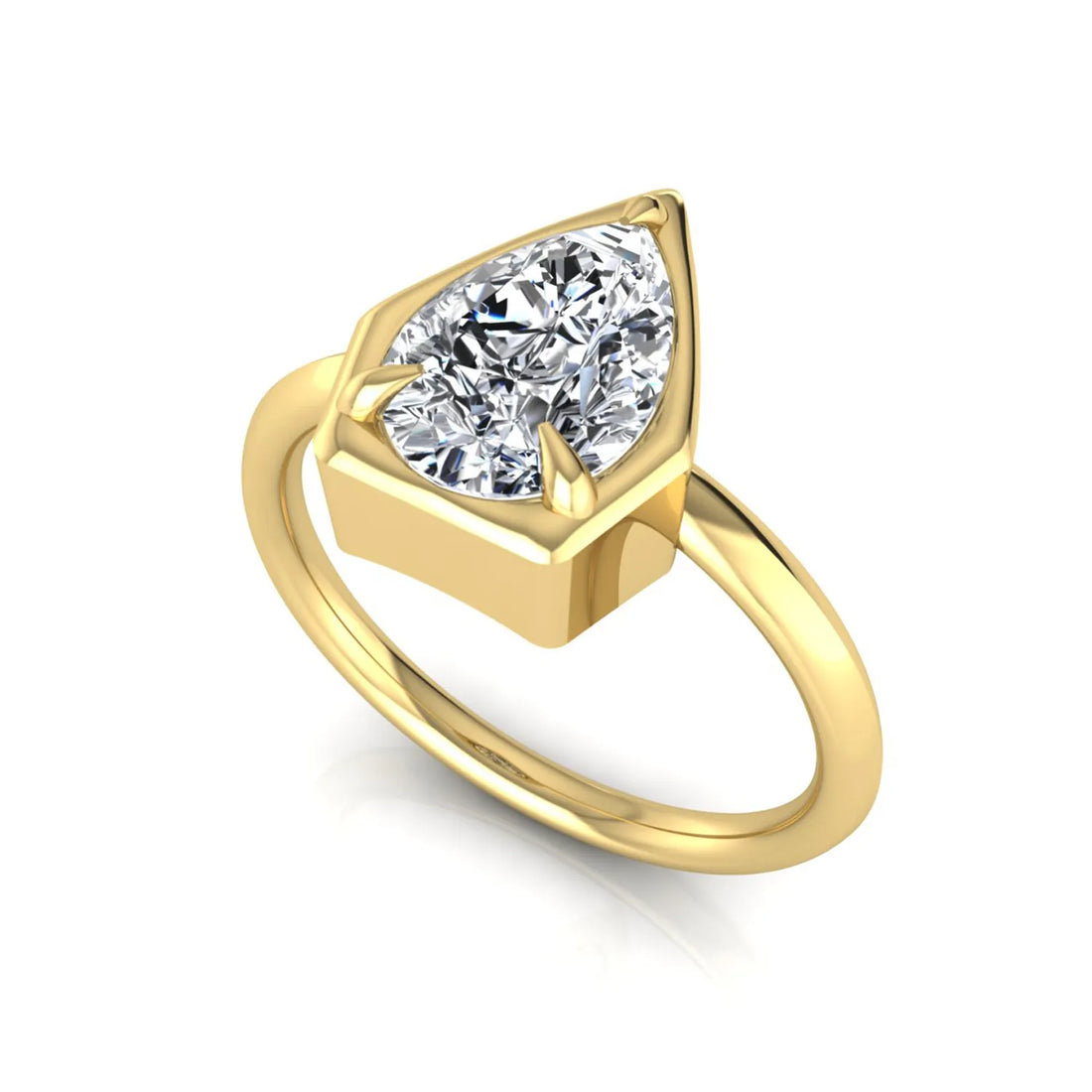 OctaPearl 2 ct Pear Bezel Prong Set Lab Grown Diamond Solitaire Engagement Ring
