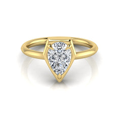 OctaPearl 2 ct Pear Bezel Prong Set Lab Grown Diamond Solitaire Engagement Ring
