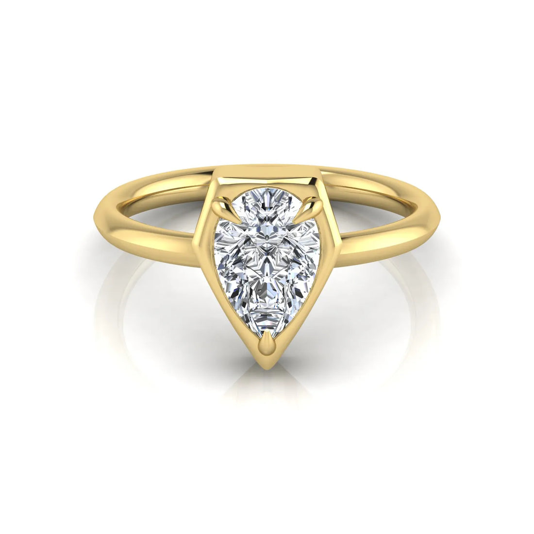 OctaPearl 2 ct Pear Bezel Prong Set Lab Grown Diamond Solitaire Engagement Ring