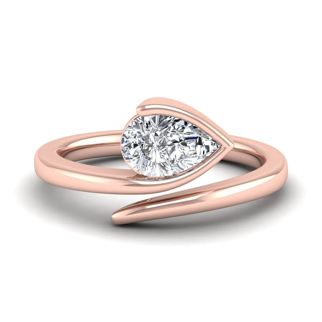 OctaPearl 1 ct Pear Bezel Set Lab Grown Diamond Bypass Engagement Ring