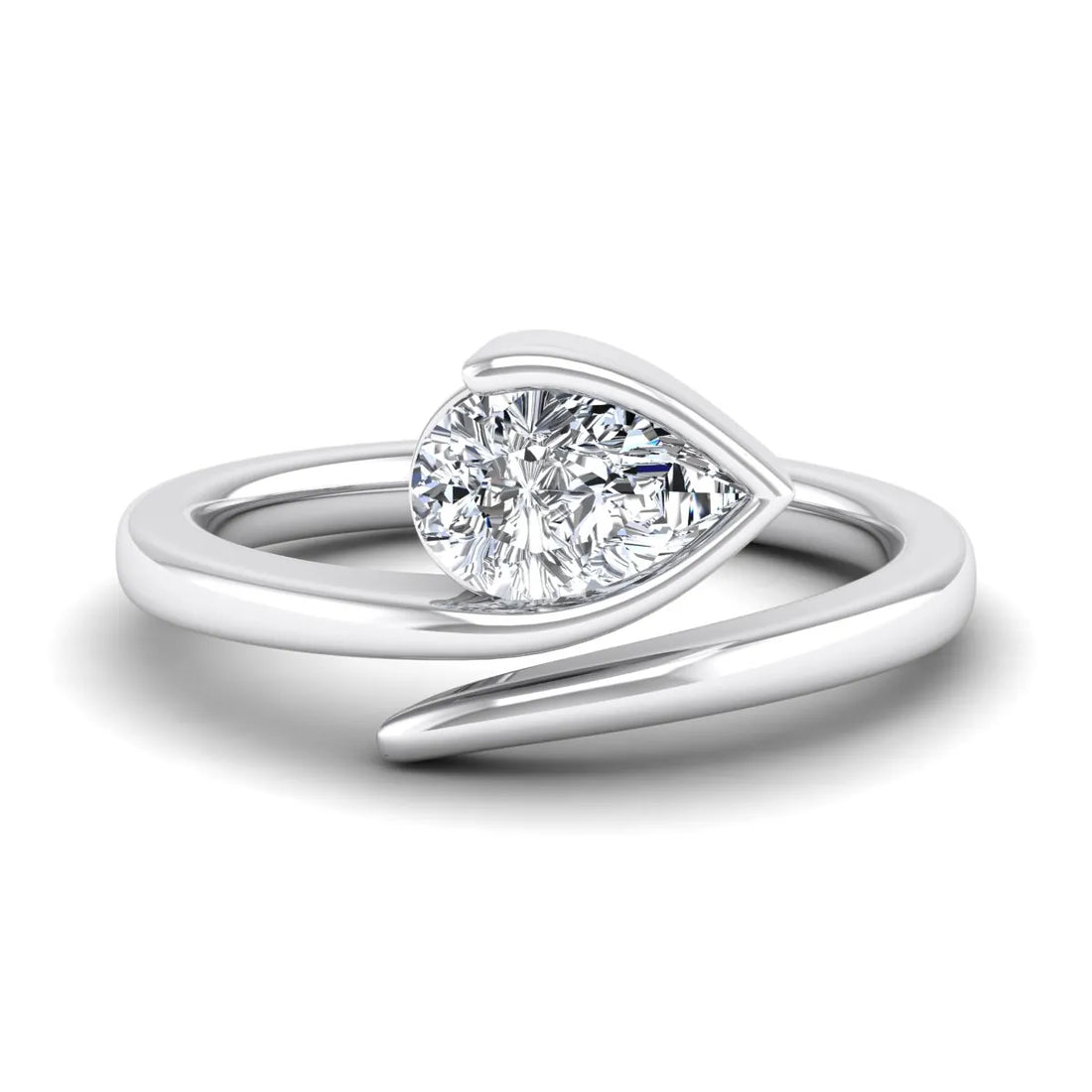 OctaPearl 1 ct Pear Bezel Set Lab Grown Diamond Bypass Engagement Ring