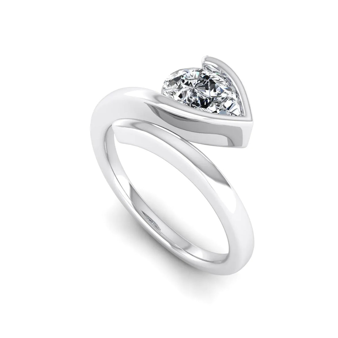 OctaPearl 1 ct Pear Bezel Set Lab Grown Diamond Bypass Engagement Ring