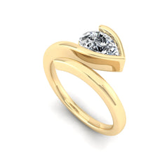 OctaPearl 1 ct Pear Bezel Set Lab Grown Diamond Bypass Engagement Ring - alternate view