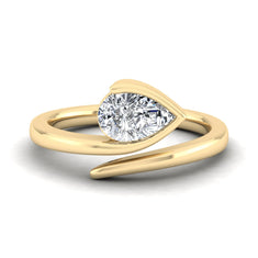 OctaPearl 1 ct Pear Bezel Set Lab Grown Diamond Bypass Engagement Ring