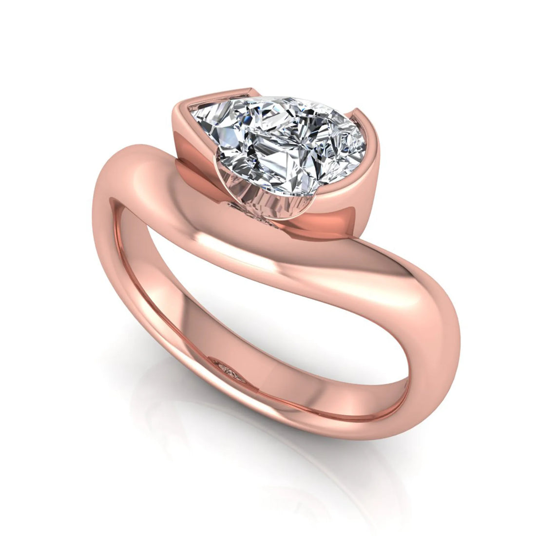 OctaPearl 1.5 ct Pear Bezel Set Lab Grown Diamond Solitaire Engagement Ring