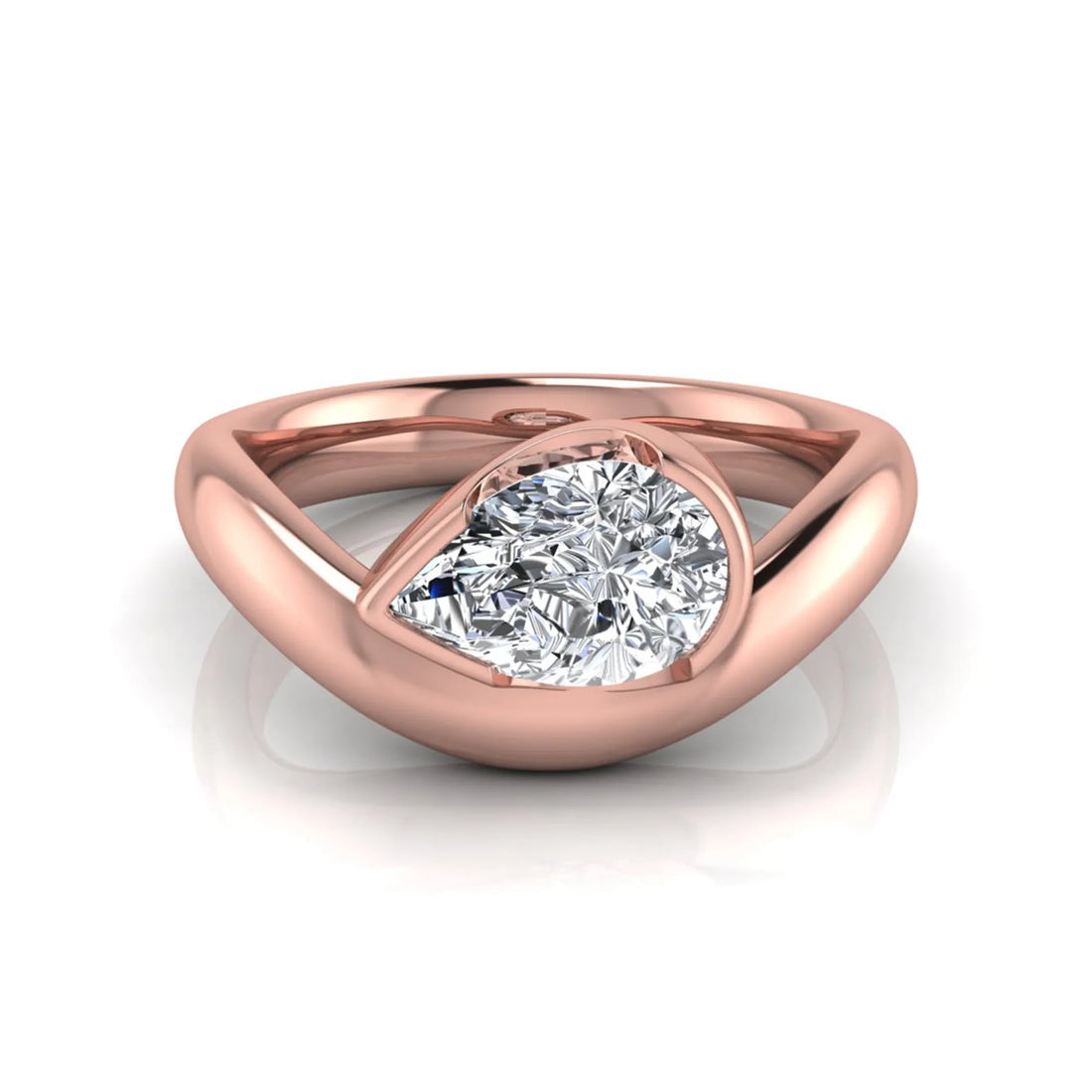 OctaPearl 1.5 ct Pear Bezel Set Lab Grown Diamond Solitaire Engagement Ring