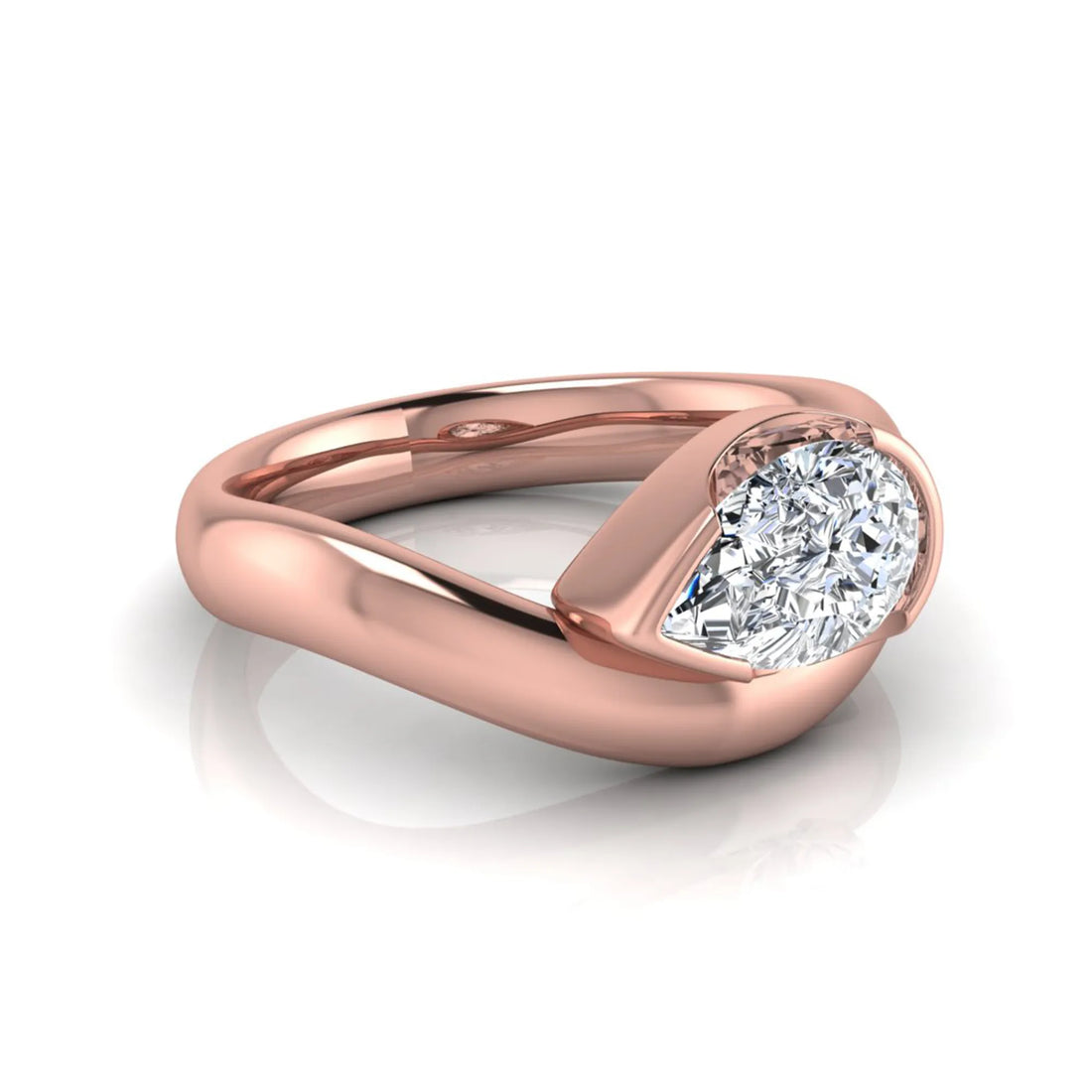 OctaPearl 1.5 ct Pear Bezel Set Lab Grown Diamond Solitaire Engagement Ring