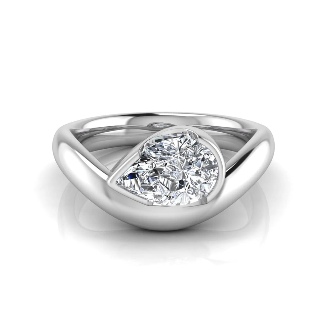 OctaPearl 1.5 ct Pear Bezel Set Lab Grown Diamond Solitaire Engagement Ring