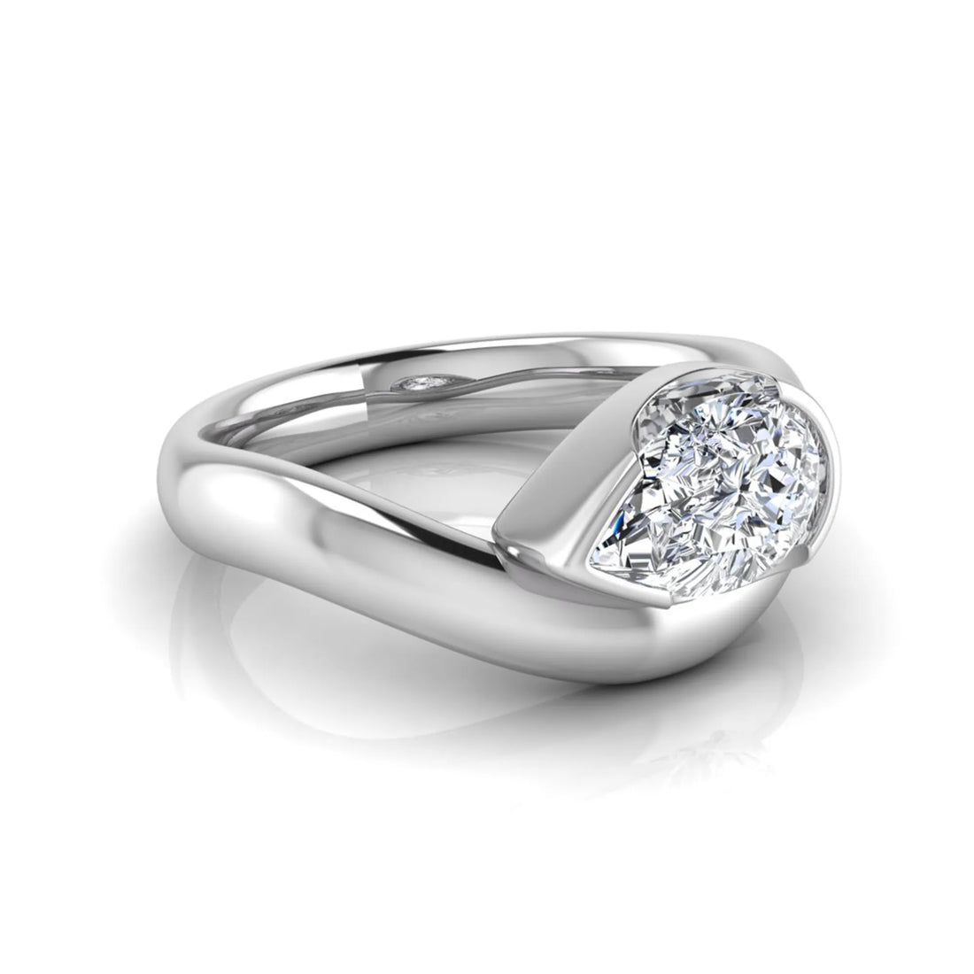 OctaPearl 1.5 ct Pear Bezel Set Lab Grown Diamond Solitaire Engagement Ring