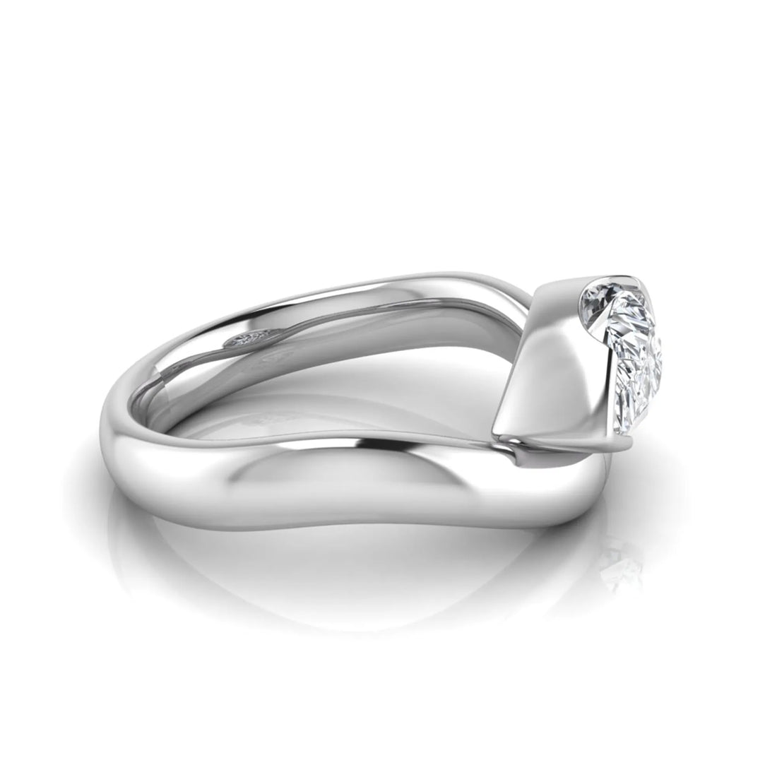OctaPearl 1.5 ct Pear Bezel Set Lab Grown Diamond Solitaire Engagement Ring