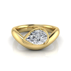 OctaPearl 1.5 ct Pear Bezel Set Lab Grown Diamond Solitaire Engagement Ring