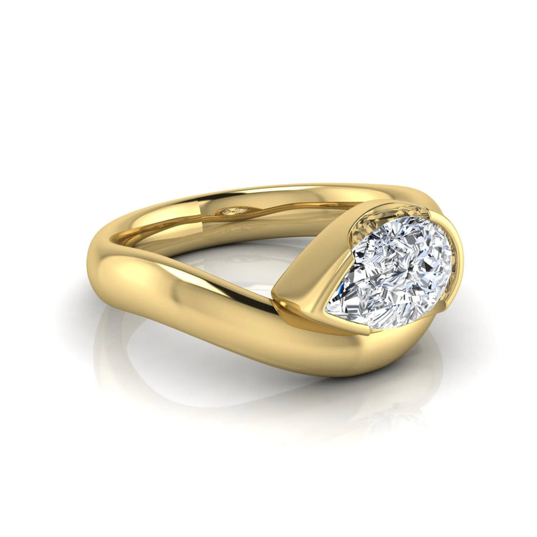 OctaPearl 1.5 ct Pear Bezel Set Lab Grown Diamond Solitaire Engagement Ring