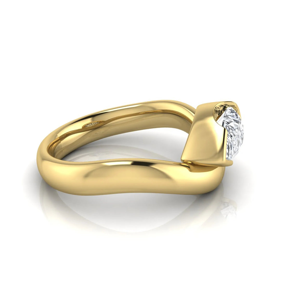 OctaPearl 1.5 ct Pear Bezel Set Lab Grown Diamond Solitaire Engagement Ring