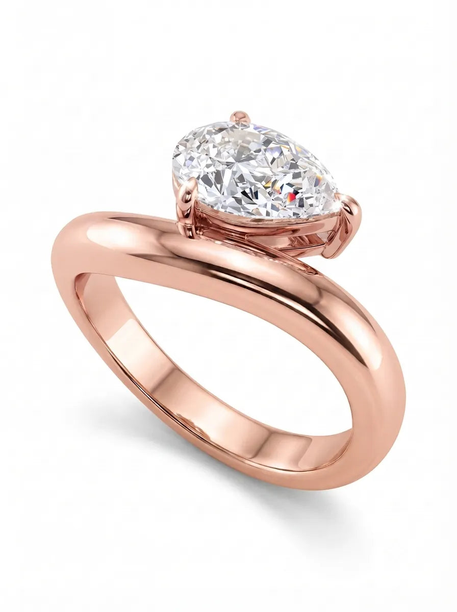OctaPearl 1 ct Pear Curved Solitaire Lab Grown Diamond Engagement Ring