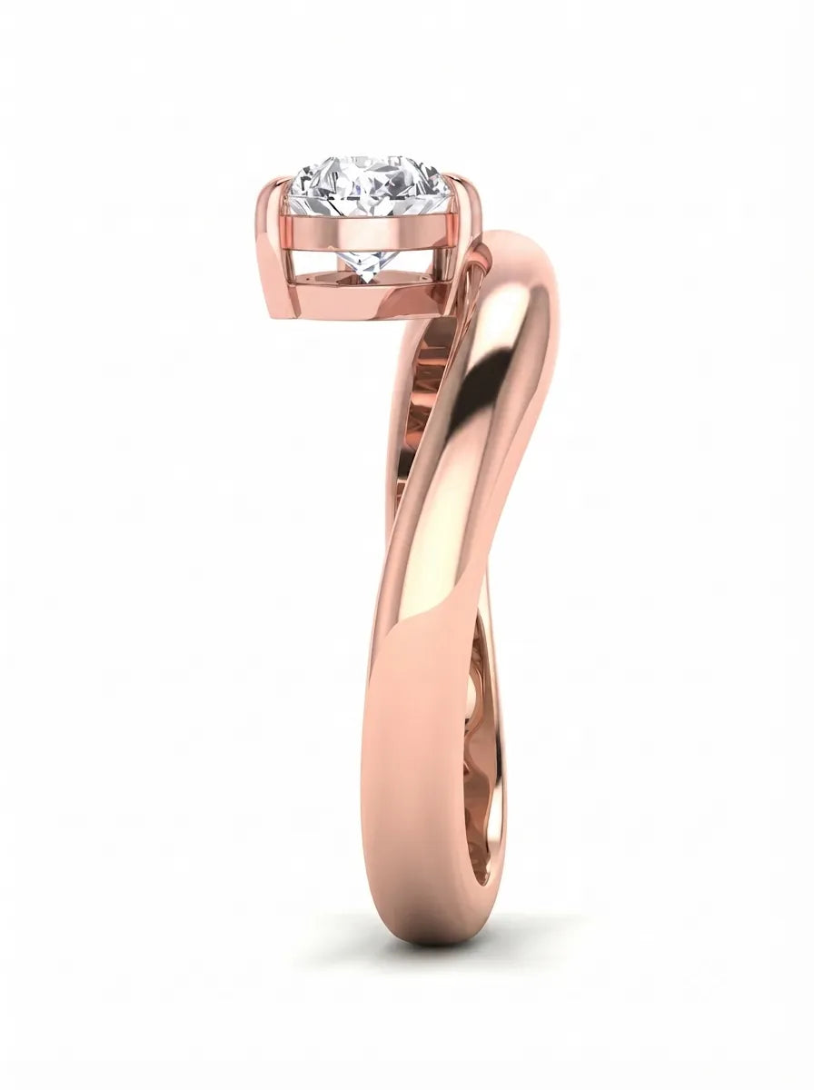 OctaPearl 1 ct Pear Curved Solitaire Lab Grown Diamond Engagement Ring