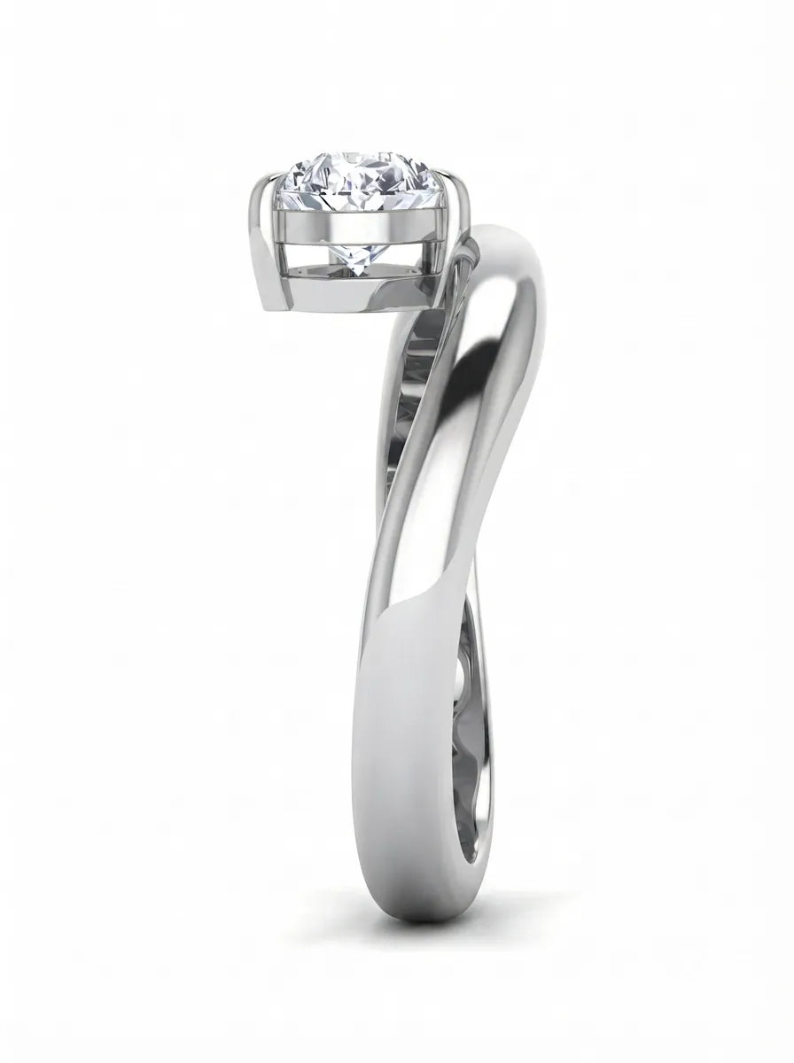 OctaPearl 1 ct Pear Curved Solitaire Lab Grown Diamond Engagement Ring