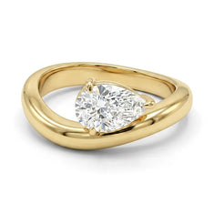 OctaPearl 1 ct Pear Curved Solitaire Lab Grown Diamond Engagement Ring