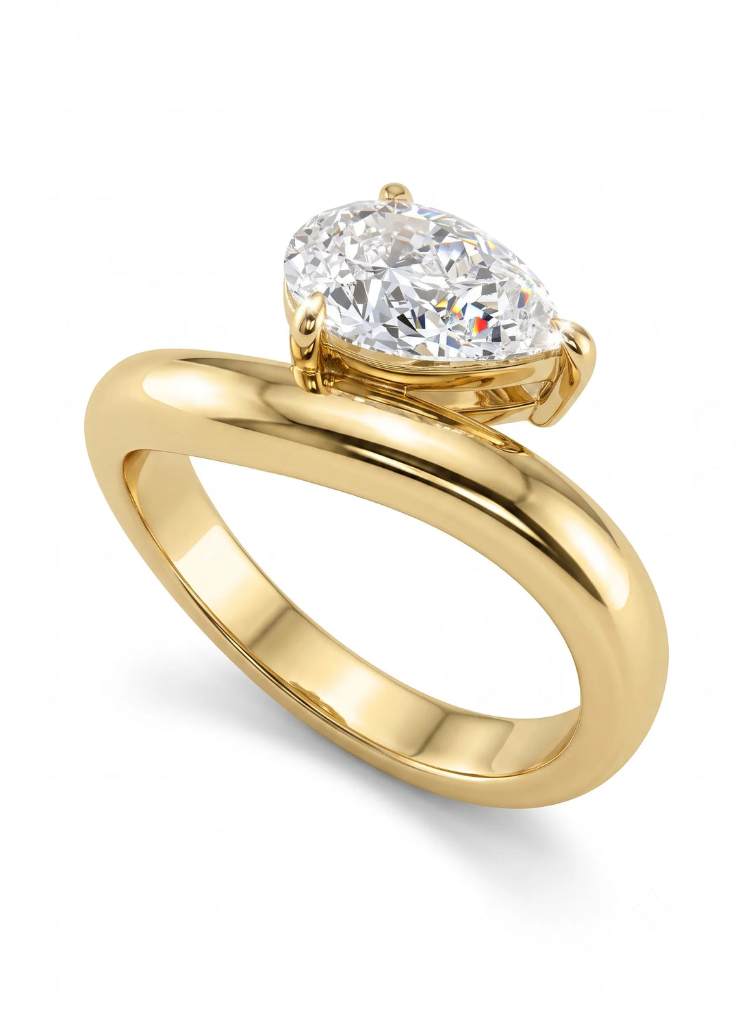 OctaPearl 1 ct Pear Curved Solitaire Lab Grown Diamond Engagement Ring