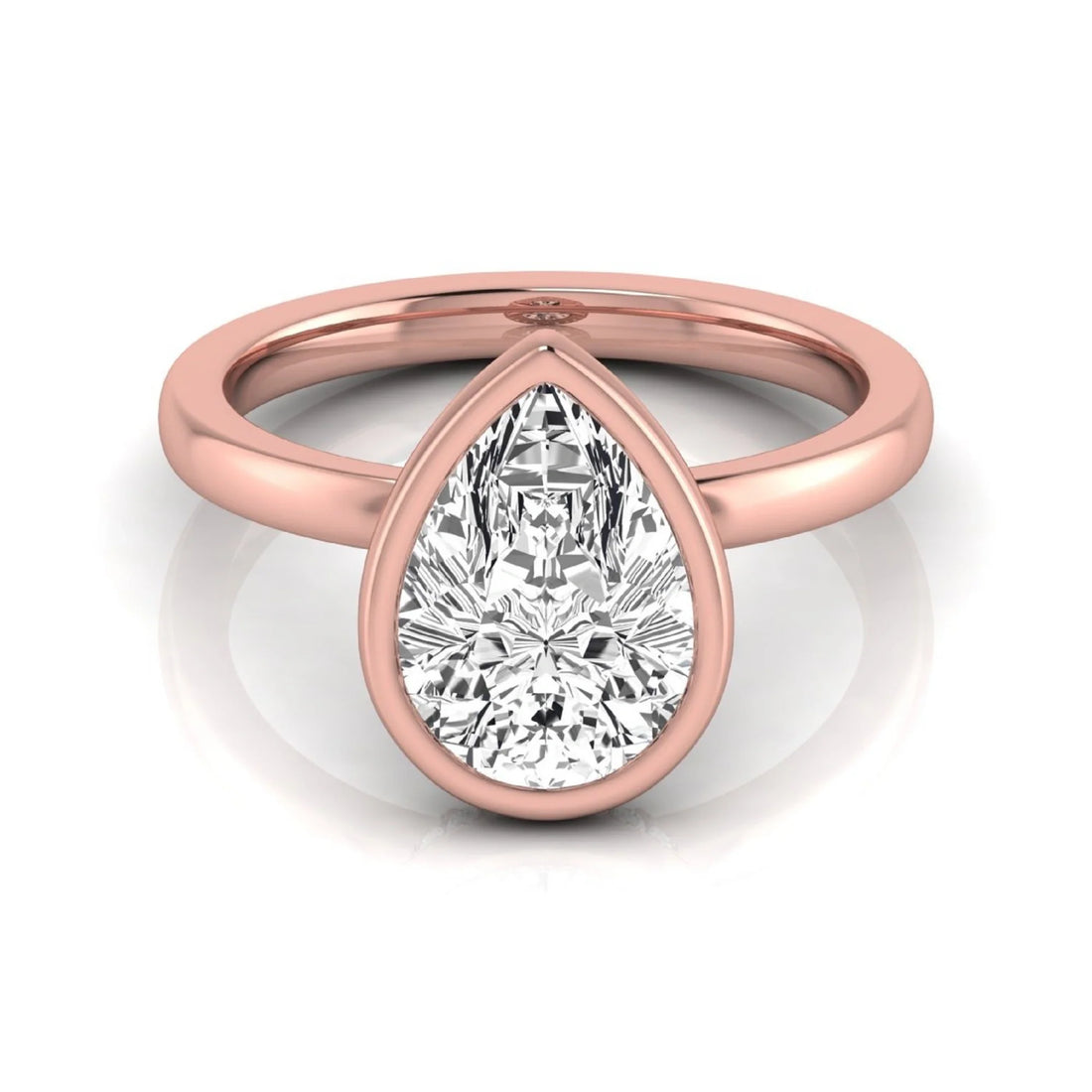 OctaPearl 2 ct Bezel Set Pear Cut Lab Grown Diamond Hidden Halo Engagement Ring