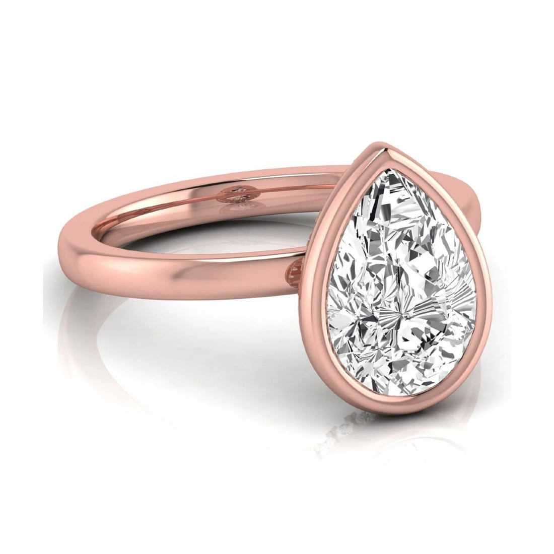 OctaPearl 2 ct Bezel Set Pear Cut Lab Grown Diamond Hidden Halo Engagement Ring