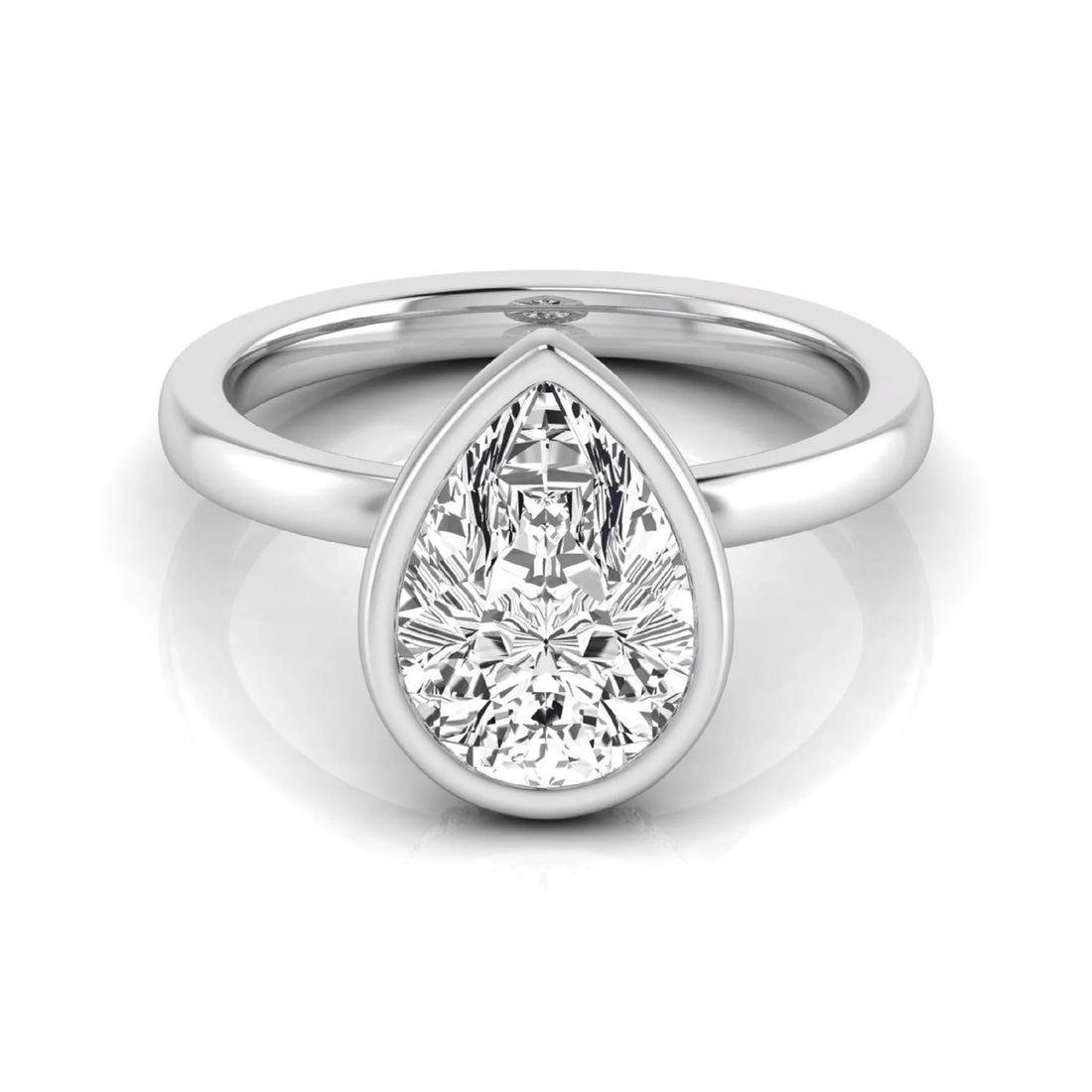 OctaPearl 2 ct Bezel Set Pear Cut Lab Grown Diamond Hidden Halo Engagement Ring