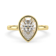OctaPearl 2 ct Bezel Set Pear Cut Lab Grown Diamond Hidden Halo Engagement Ring