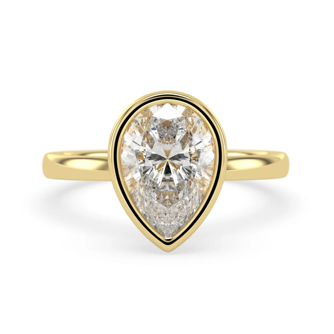 OctaPearl 2 ct Bezel Set Pear Cut Lab Grown Diamond Hidden Halo Engagement Ring