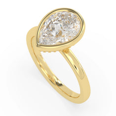 OctaPearl 2 ct Bezel Set Pear Cut Lab Grown Diamond Hidden Halo Engagement Ring - alternate view