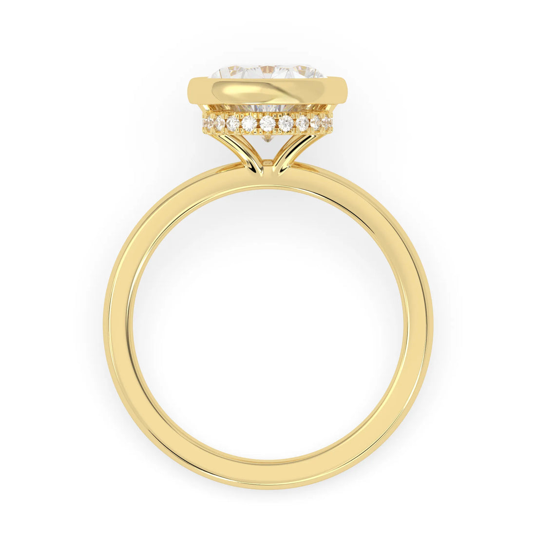 OctaPearl 2 ct Bezel Set Pear Cut Lab Grown Diamond Hidden Halo Engagement Ring