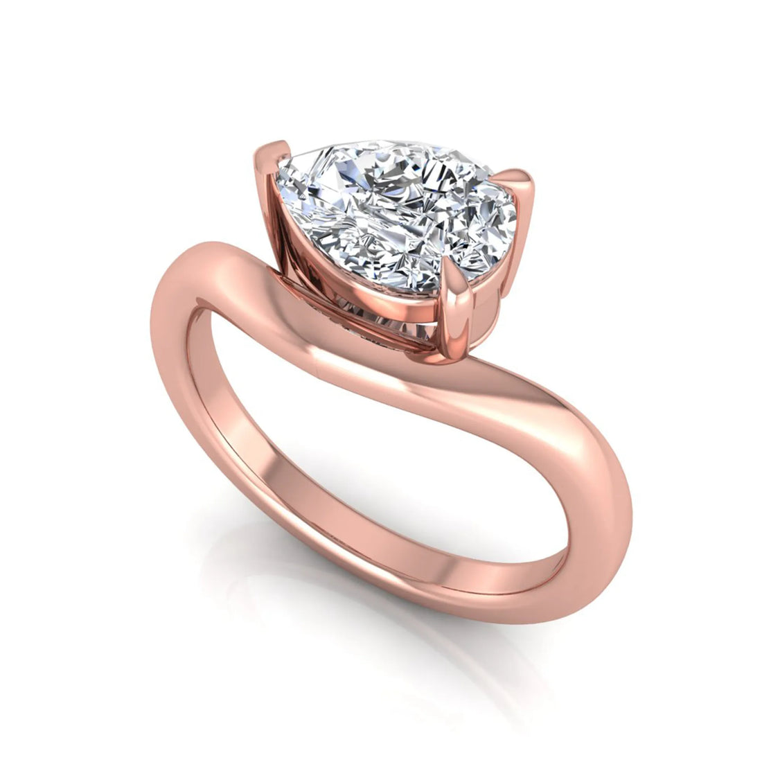 OctaPearl 1 ct Pear Cut Lab Grown Diamond Curved Solitaire Engagement Ring