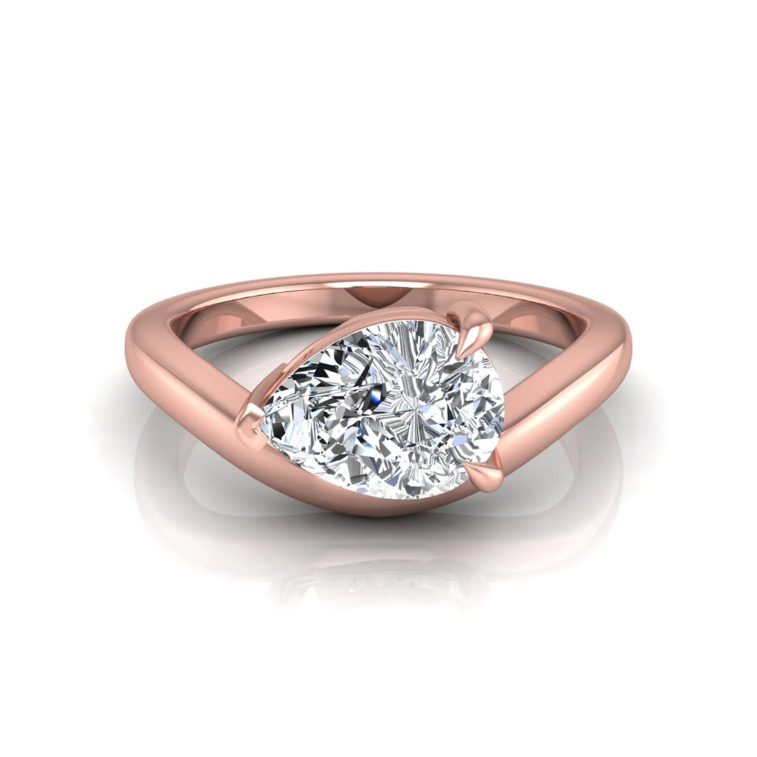 OctaPearl 1 ct Pear Cut Lab Grown Diamond Curved Solitaire Engagement Ring