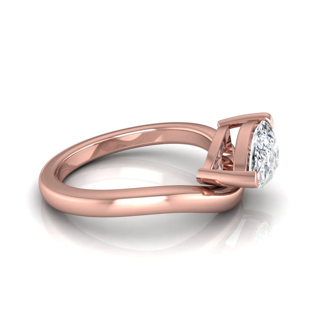 OctaPearl 1 ct Pear Cut Lab Grown Diamond Curved Solitaire Engagement Ring