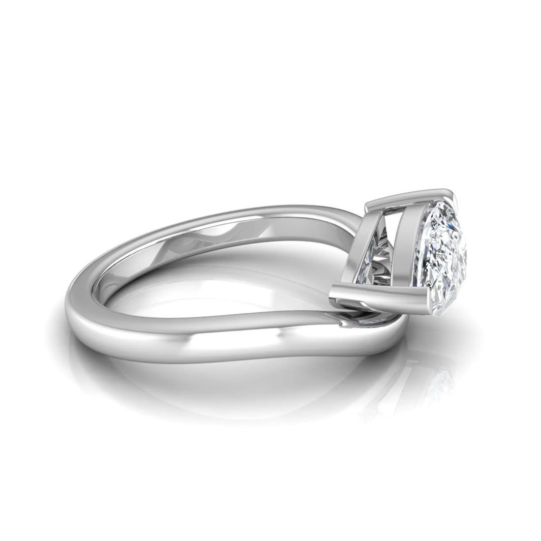 OctaPearl 1 ct Pear Cut Lab Grown Diamond Curved Solitaire Engagement Ring