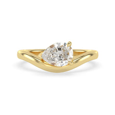 OctaPearl 1 ct Pear Cut Lab Grown Diamond Curved Solitaire Engagement Ring