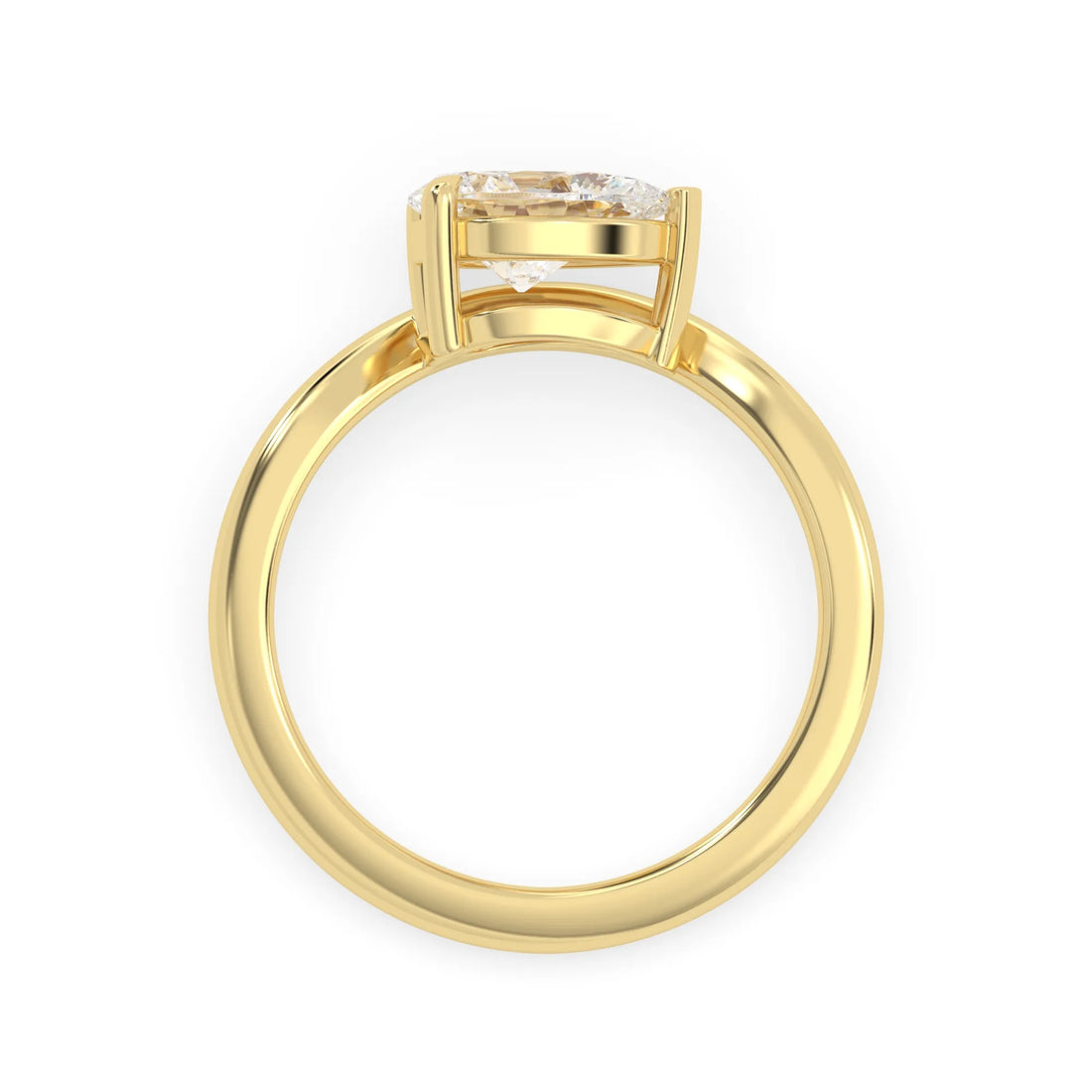 OctaPearl 1 ct Pear Cut Lab Grown Diamond Curved Solitaire Engagement Ring