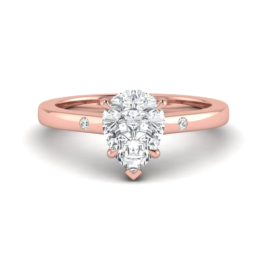 OctaPearl 2 ct Pear Cut Flush Set Hidden Halo Lab Grown Diamond Engagement Ring
