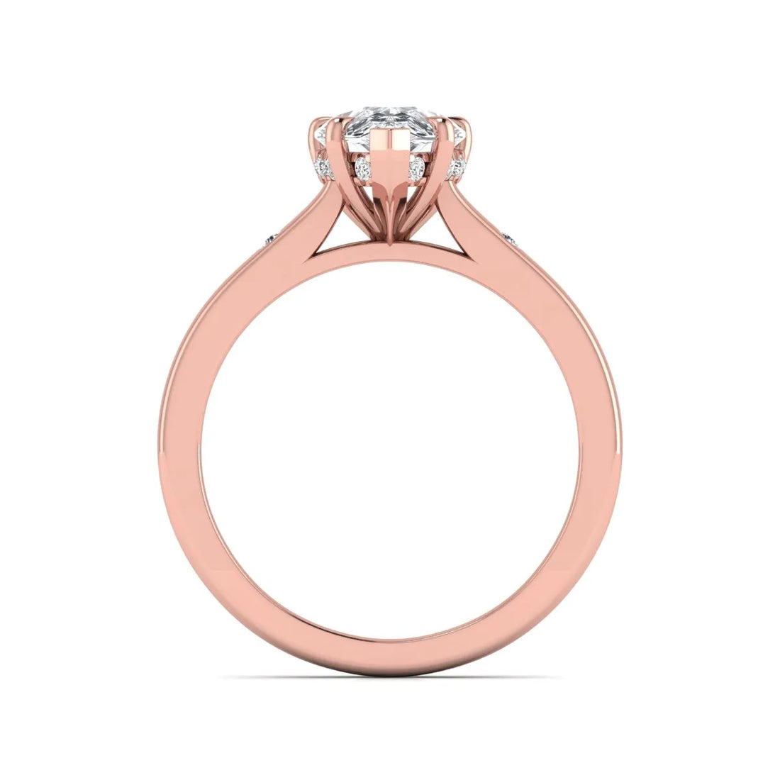 OctaPearl 2 ct Pear Cut Flush Set Hidden Halo Lab Grown Diamond Engagement Ring