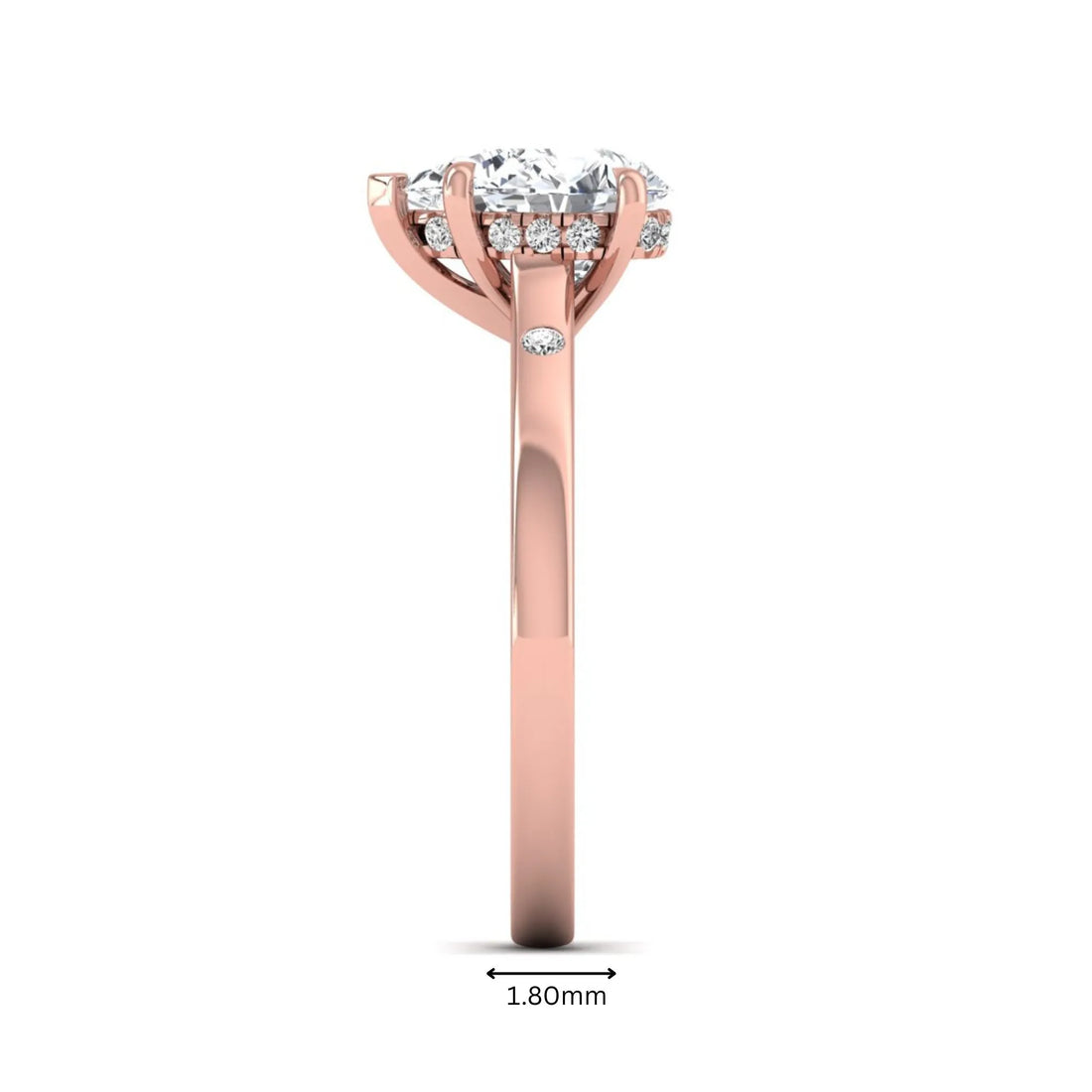 OctaPearl 2 ct Pear Cut Flush Set Hidden Halo Lab Grown Diamond Engagement Ring