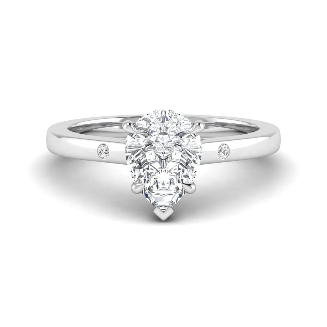 OctaPearl 2 ct Pear Cut Flush Set Hidden Halo Lab Grown Diamond Engagement Ring